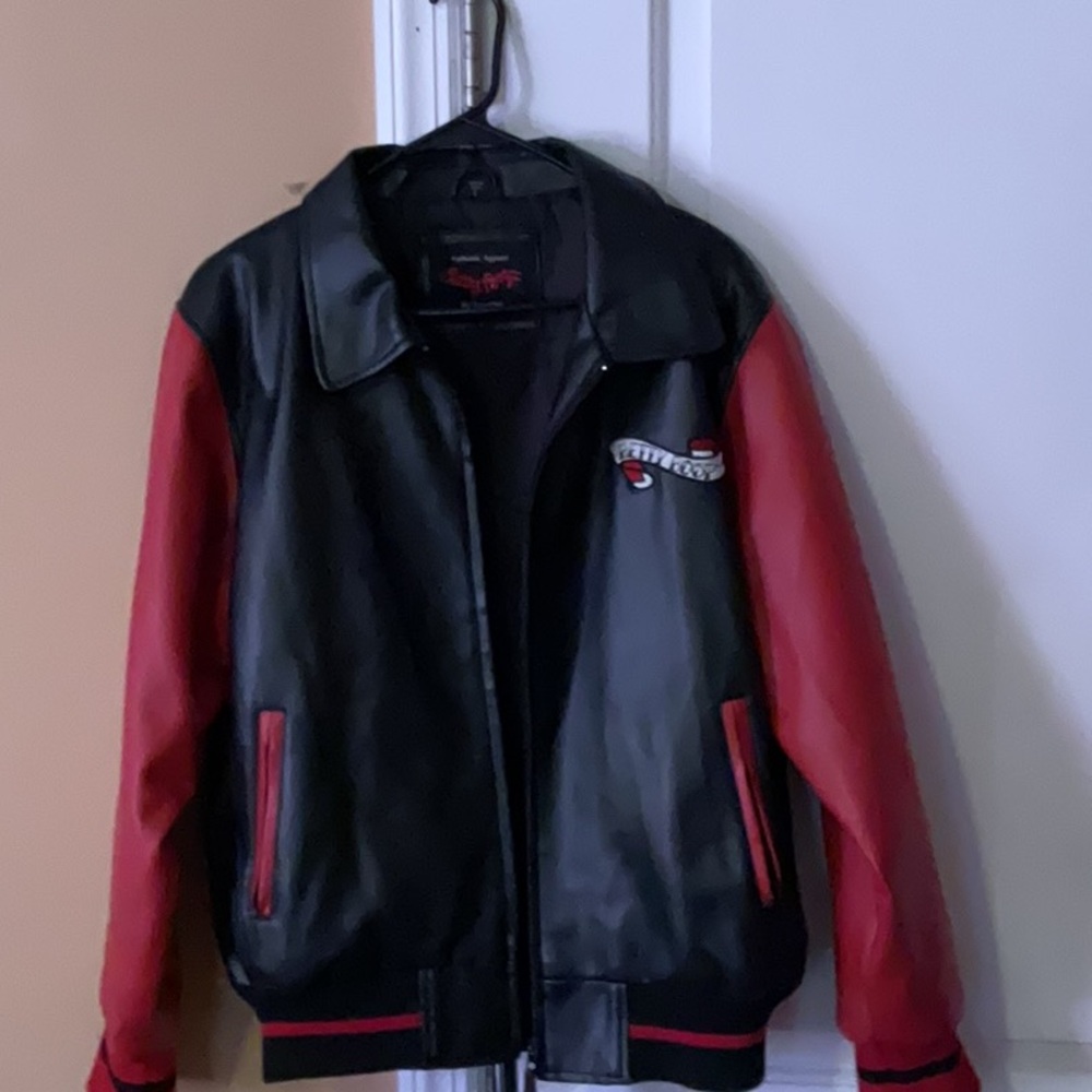 Black and Red Varsity Bomber Jacket with Logo